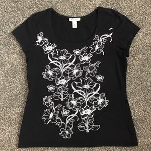 WHBM Black floral T-shirt